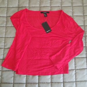 Red long sleeve crop top XS